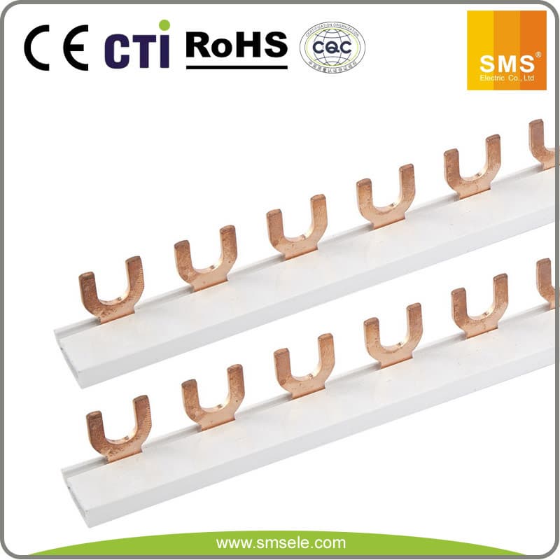 1P Tinned mcb comb copper busbar for distribution board pane